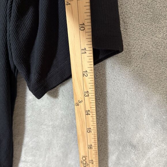 Cozy Earth Bamboo Stretch Knit Tee Shirt Womens Size XL Black Ribbed Pattern - Picture 5 of 7